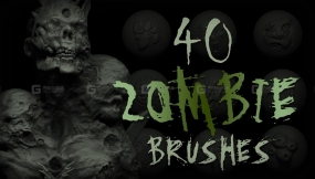 40个僵尸伤口怪物伤疤烫伤腐烂皮肤笔刷  Zbrush + Blender - 40 Zombie VDM Brush
