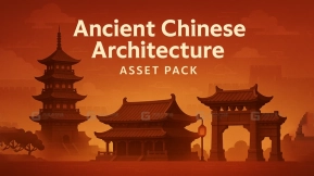 古代中国建筑素材包古代建筑组件和雕像的模块化集合  Ancient Chinese Architecture Asset Pack – Modular Collection Of Ancient Architecture Components And Statues