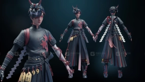 鬼武士男性角色PBR次世代卡通模型