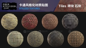 卡通风格化砖块石块水泥地面墙壁材质贴图 Tiles