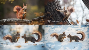 Blender高精度带绑定和贴图的红色松鼠模型