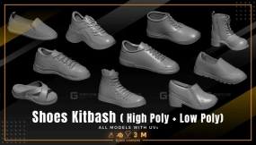10个运动鞋休闲鞋拖鞋皮鞋布鞋模型 Shoes Kitbash ( OBJ  ZTL  Fbx Blend )