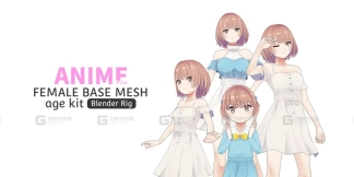 动漫女性基础网格年龄套件  Anime Female Base Mesh Age Kit Low-poly 3D model
