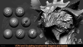 龙鳞蜥蜴皮肤笔刷 VDM and Sculpting Brushes for Dragons, Lizards and etc