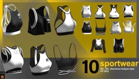 10件阿迪女式运动内衣背心模型 Sportwear pack 3D model