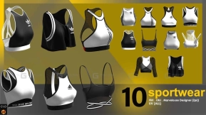 10件阿迪女式运动内衣背心模型 Sportwear pack 3D model