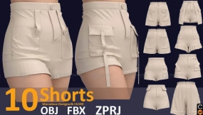 10个女式短裤裤子模型 10 women's shorts (VOL.01) Zprj, OBJ, FBX  Game Assets - ArtStation