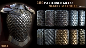 390个金属盔甲鳞片智能材质球 metal smart material SPSM+PBR