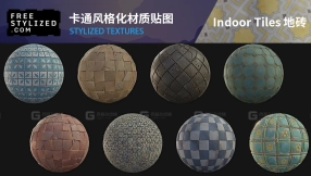 卡通风格化地砖材质贴图 Indoor Tiles