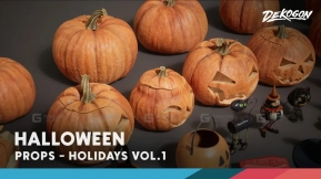 【UE】万圣节南瓜灯装饰VOL.1  Holidays VOL.1 – Halloween Decor (Nanite and Low Poly)