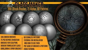 玻璃破碎弹孔划痕笔刷 Glass Maker 300 ZBrush brushes, 75 Alphas and 80 Patterns zbrush131