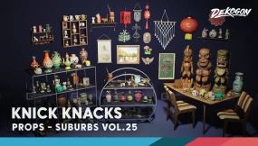 【UE】物件摆件室内装饰物花瓶雕塑杯子 VOL.25  Suburbs VOL.25 – Knick Knacks (Nanite and Low Poly)