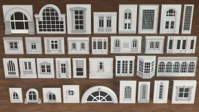 34款Blender专用房屋建筑门窗及外墙窗户3D模型（FBX格式）