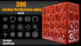 300个圆形硬表面Alpha贴图 第一卷 300 Circluar Hardsurface Alpha vol01