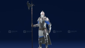 持斧骑士-低多边形-Knight With Axe- Lowpoly