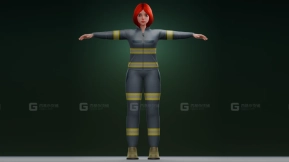 女消防员救援人员-Female Firefighter Rescue Worker