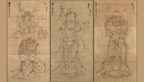 十二天图像帝释天日月风火天白描线稿素材