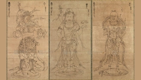 十二天图像帝释天日月风火天白描线稿素材