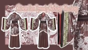 宫殿汉服女装长袍与宫女服饰