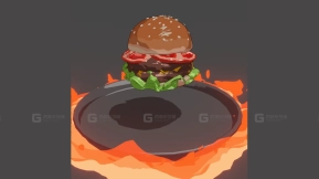 Blender汉堡模型动画卡通风格2D风格 Blender Hamburger Model Animation Cartoon Style 2D Style