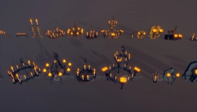 吊灯和蜡烛 (低多边形) Chandeliers and Candles ( Low Poly )