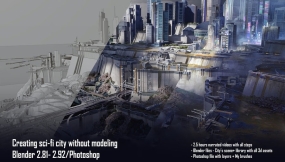 Blender无需建模制作科幻城市场景教程 Gumroad – Creating sci-fi city without modeling in Blender