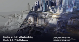 Blender无需建模制作科幻城市场景教程 Gumroad – Creating sci-fi city without modeling in Blender