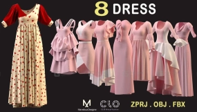 8款女性连衣裙子短裙长裙套装模型 Beautiful DRESS collection