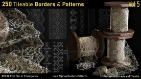 250个可平铺花边Alpha贴图  250 AlphasTileable Borders&PatternsVol5
