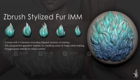 动物毛绒皮毛笔刷 Stylized Fur IMM Brush