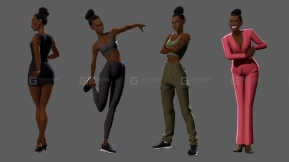 Maya风格化角色绑定人物模型 Modjadji – character rig for maya