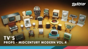 【UE】中世纪现代道具第四卷 - 电视与音乐  Mid Century Modern Props VOL.4 - Television and Music