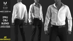 男士西服套装衬衫长裤模型 Men's Outfit 25 - Marvelous  CLO Project file