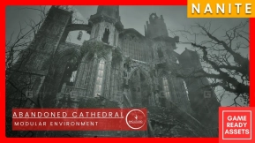【UE】模块化废弃教堂欧式建筑树木资产 Abandoned Cathedral