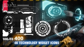 机甲图案标志科幻技术部件图标Alpha贴图 400 4K TECHNOLOGY WIDGET ICONS - HIGH END QUALITY RES - (ALPHA & TRANSPARENT & SVG VECTORS) - VOL73
