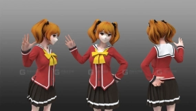 卡通二次元女孩校服百褶裙短裙子模型 Sharlotta