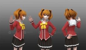 卡通二次元女孩校服百褶裙短裙子模型 Sharlotta