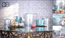 DG Home 茶具 + 马卡龙模型 Tea set from DG Home + macaroon