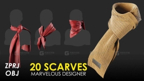20种围巾披肩模型  20 Scarf - Base Mesh