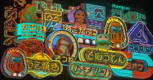 45款复古霓虹灯3D资产包助力赛博朋克场景创作