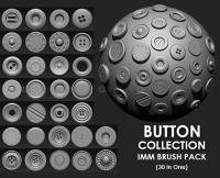 30个zbrush纽扣笔刷 Buttons Collection IMM Brush Pack