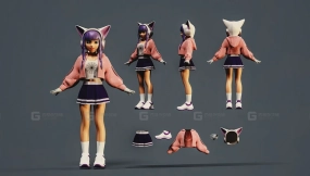 风格化动漫女孩角色-Stylized Anime Girl Character