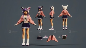 风格化动漫女孩角色-Stylized Anime Girl Character