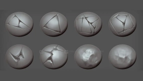 卡通风格化岩石裂纹木纹笔刷 Wood Brushes Rocks & Cracks Brushes  zbrush149