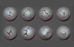 卡通风格化岩石裂纹木纹笔刷 Wood Brushes Rocks & Cracks Brushes  zbrush149