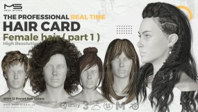 女性长发短发丸子头插片发型模型Hair Part 1  Female Hair Part 1 - Professional Realtime Hair card