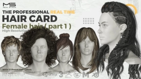 女性长发短发丸子头插片发型模型Hair Part 1  Female Hair Part 1 - Professional Realtime Hair card