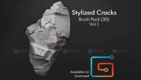 卡通风格化石头岩石裂纹缝隙笔刷 zBrush Detail Crack Brushes