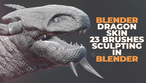 23种雕刻龙皮肤纹理笔刷 Dragon Skin 23 brush sculpting in blender