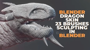 23种雕刻龙皮肤纹理笔刷 Dragon Skin 23 brush sculpting in blender